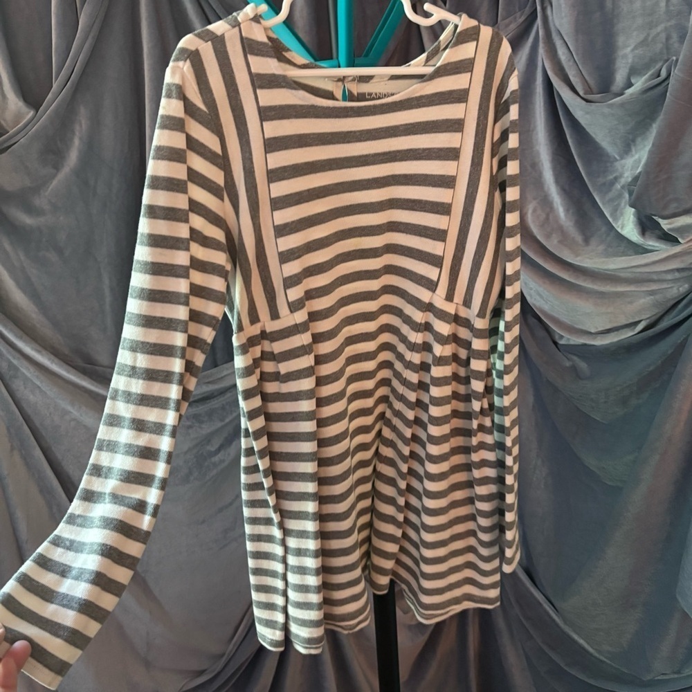 Lands End girls long sleeve striped dress size 10/12
